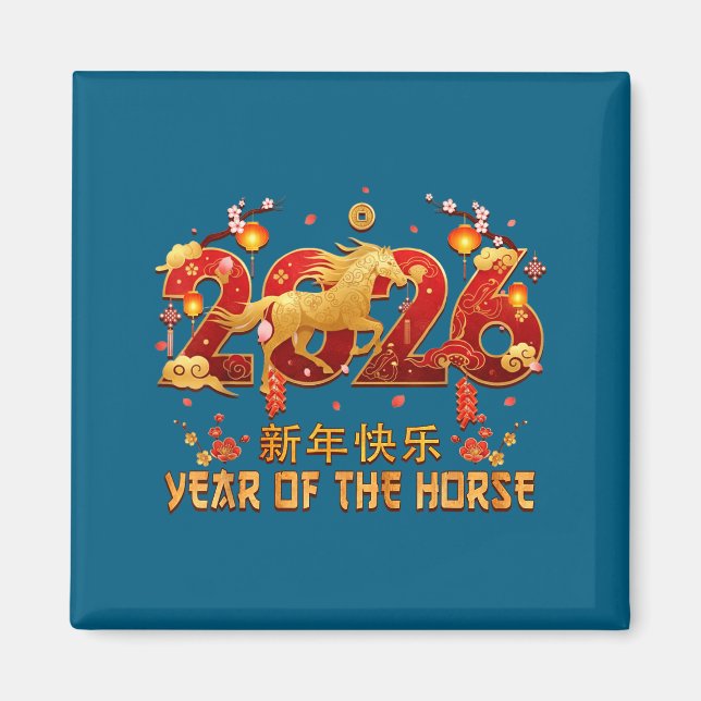Chinese New Year 2026 Year Of The Horse Tees  Magnet (Vorne)
