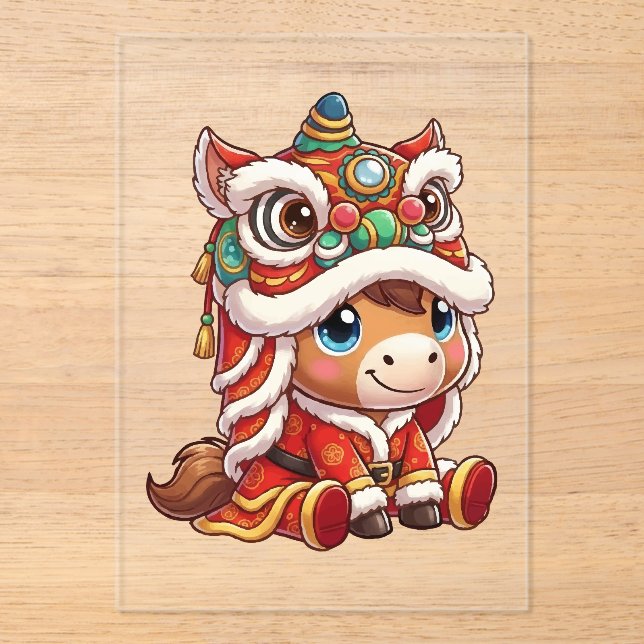 Chinese New Year Horse 2026 Zodiac Acryleinladungen (Vorderseite)