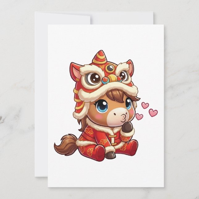 Chinese New Year Horse 2026 Zodiac Einladung (Vorderseite)