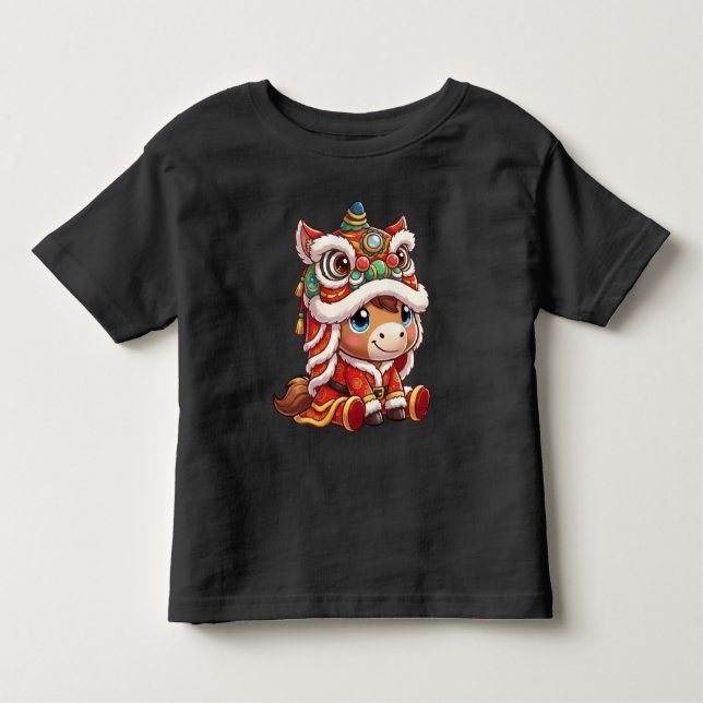 Chinese New Year Horse 2026 Zodiac Kleinkind T-shirt (Vorderseite)