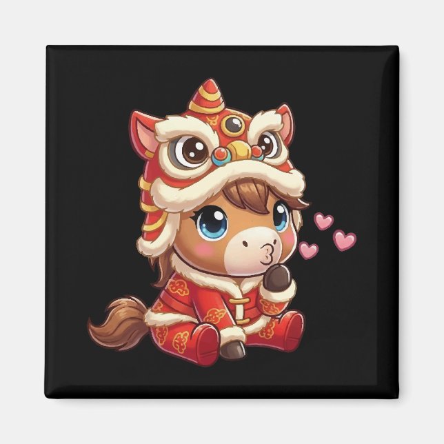 Chinese New Year Horse 2026 Zodiac Magnet (Vorne)