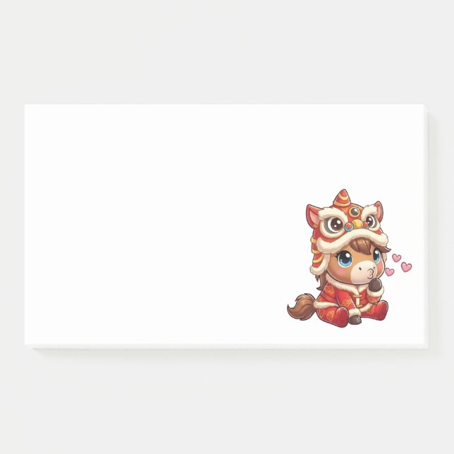 Chinese New Year Horse 2026 Zodiac Post-it Klebezettel (Vorderseite)