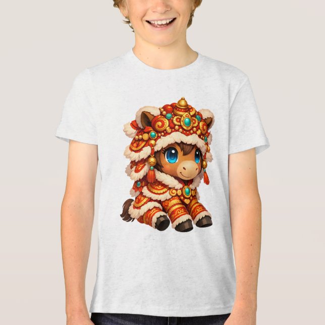 Chinese New Year Horse 2026 Zodiac Tri-Blend Shirt (Vorderseite)