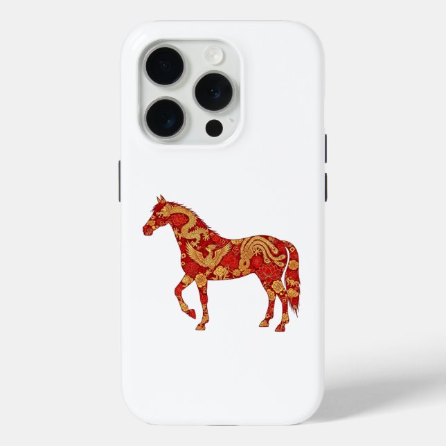 Chinese New Year Horse with Dragon Phoenix  Case-Mate iPhone Hülle (Rückseite)