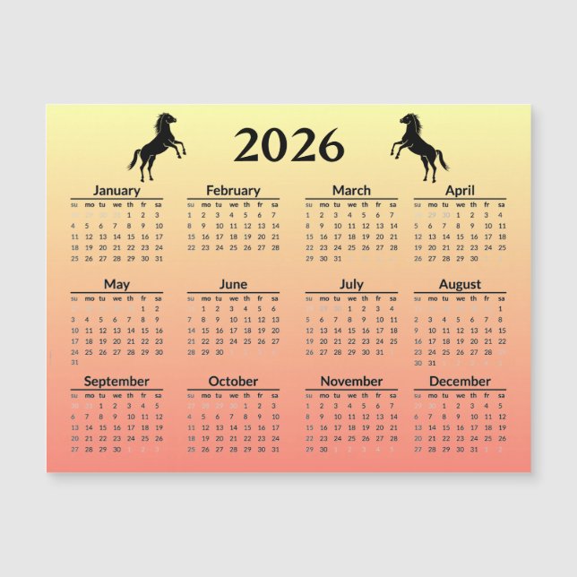 Chinese New Year of Horse 2026 Calendar  Magnetkarte (Vorderseite)