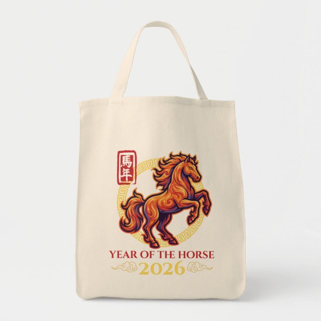Chinese New Year of The Fire Horse 2026 - Asian Tragetasche (Vorne)
