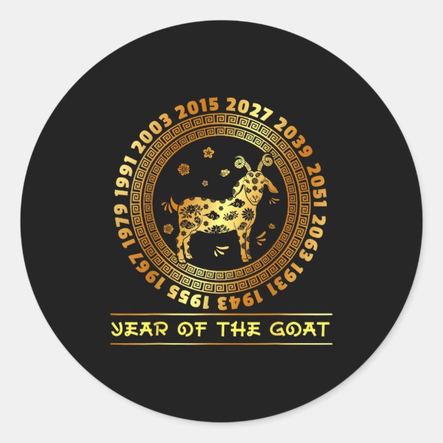 Chinese New Year Of The Goat Chinese Zodiac Year 2 Runder Aufkleber (Vorderseite)