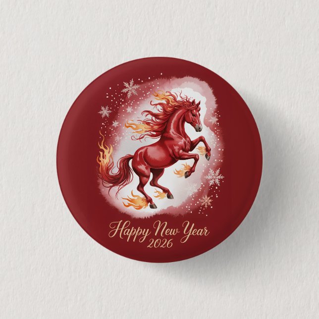 Chinese New year of the Horse 2026 Button (Vorderseite)