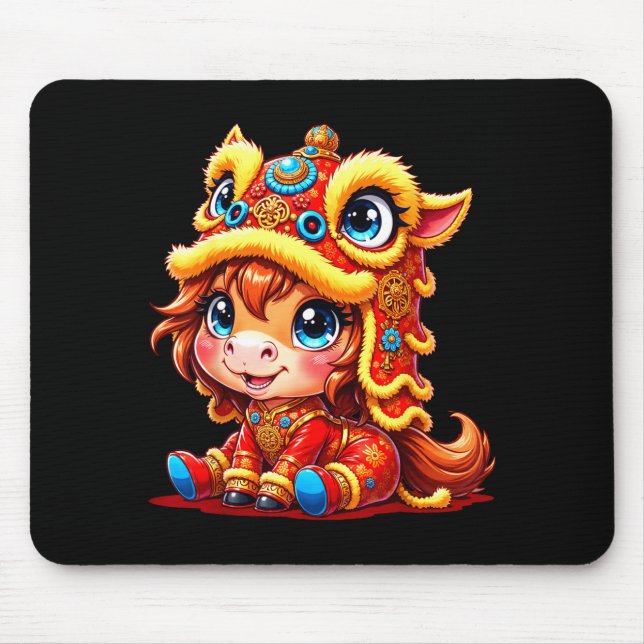 Chinese New Year Of The Horse 2026 Lunar Girls Lio Mousepad (Vorne)