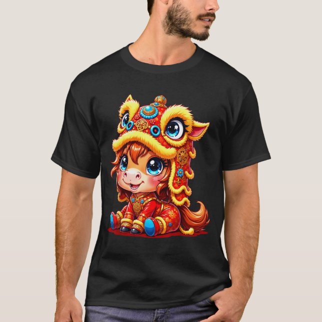 Chinese New Year Of The Horse 2026 Lunar Girls Lio T-Shirt (Vorderseite)