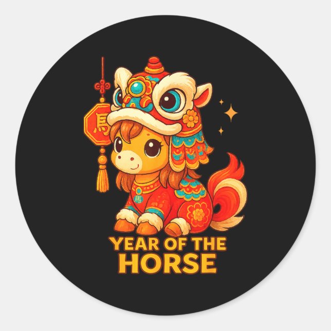 Chinese New Year Of The Horse 2026 Lunar New Year  Runder Aufkleber (Vorderseite)