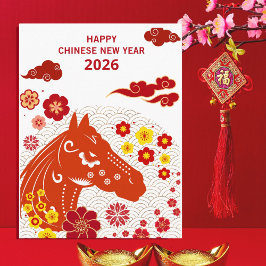 Chinese New year of the Horse 2026 Postkarte