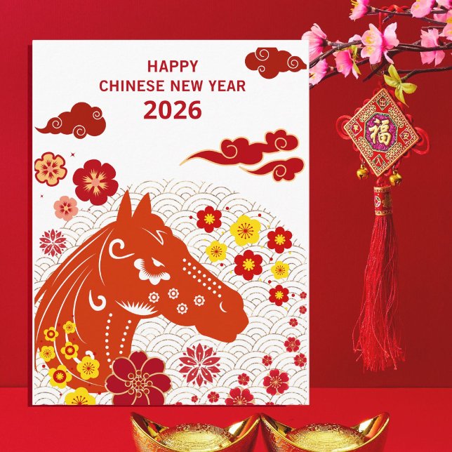 Chinese New year of the Horse 2026 Postkarte (Von Creator hochgeladen)