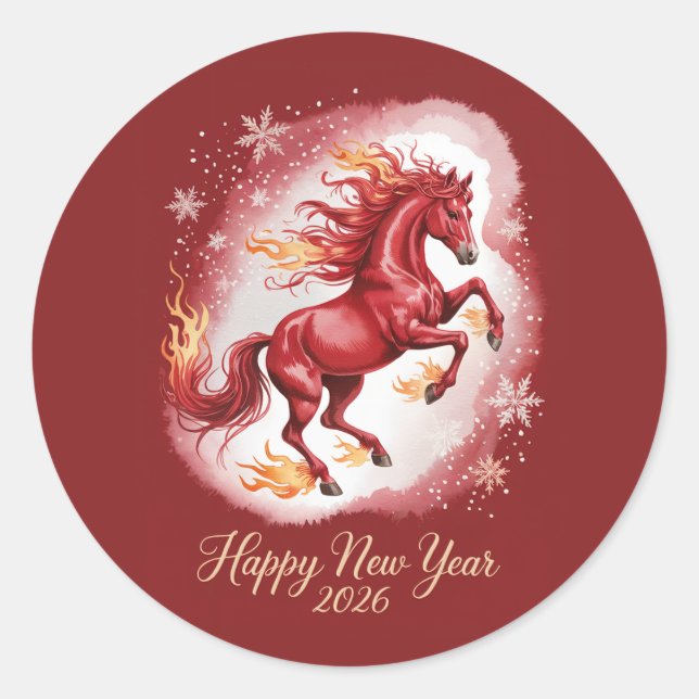 Chinese New year of the Horse 2026 Runder Aufkleber (Vorderseite)