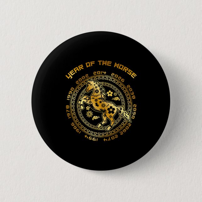 Chinese New Year Of The Horse Chinese Zodiac Year  Button (Vorderseite)
