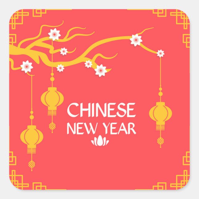 Chinese New Year Quadratischer Aufkleber (Vorderseite)