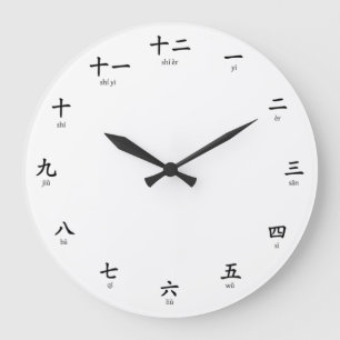 Chinese Numbers with Pinyin Große Wanduhr