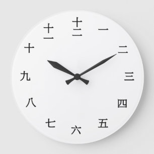 Chinese Numeral Character (Black font) Große Wanduhr