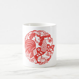 Chinese Papercut Hahn-Jahr-Tasse 2017 2 Tasse