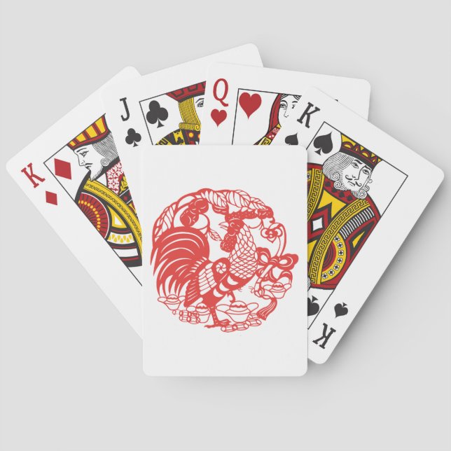Chinese Papercut Rooster Year 2017 P Spielkarten (Rückseite)