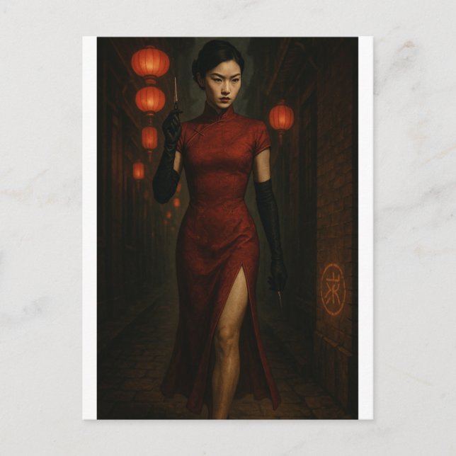 Chinese Qipao Assassin – Code in Crimson Postkarte (Vorderseite)