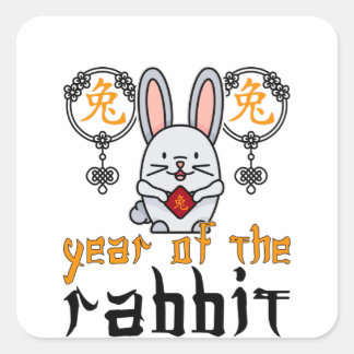 Chinese Rabbit Character New Year 2023 Quadratischer Aufkleber
