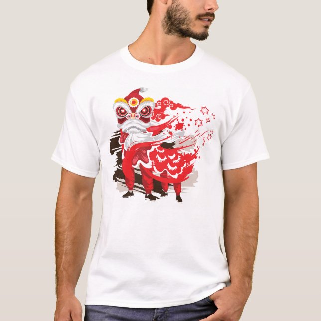 Chinese Red Lion Dancer T-Shirt (Vorderseite)