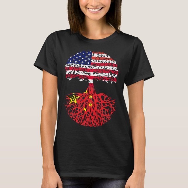 Chinese Roots American China Flag Immigrant Citize T-Shirt (Vorderseite)