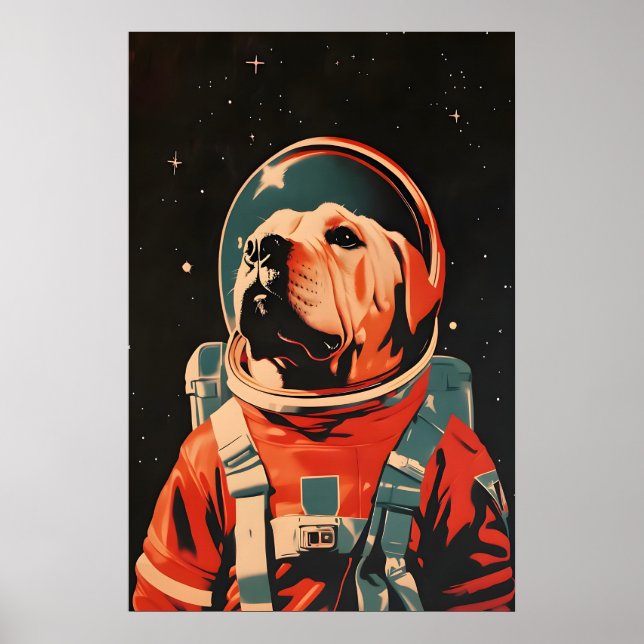 Chinese Shar-Pei Astronaut Poster, Shar Pei Retro Poster (Vorne)