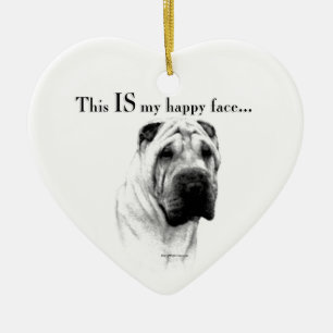 Chinese Shar Pei glückliches Gesicht Keramik Ornament