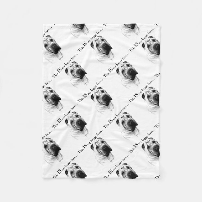 Chinese Shar Pei Happy Face Fleecedecke (Vorderseite)