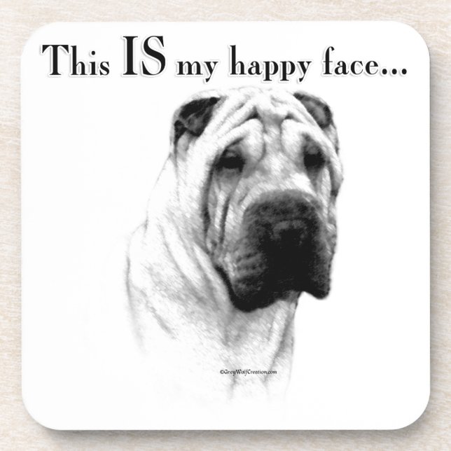 Chinese Shar Pei Happy Face Getränkeuntersetzer (Vorderseite)