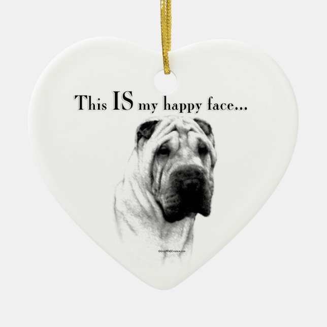 Chinese Shar Pei Happy Face Keramik Ornament (Vorne)