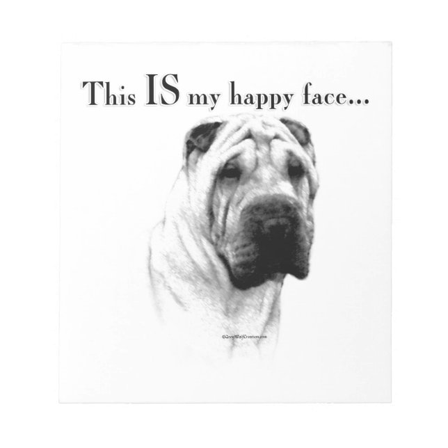 Chinese Shar Pei Happy Face Notizblock (Vorderseite)