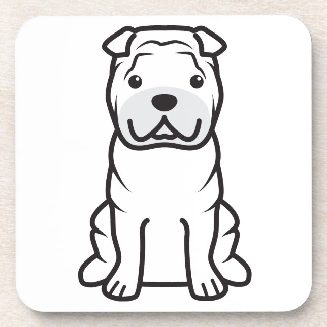 Chinese Shar-Pei HundeCartoon Untersetzer (Vorderseite)
