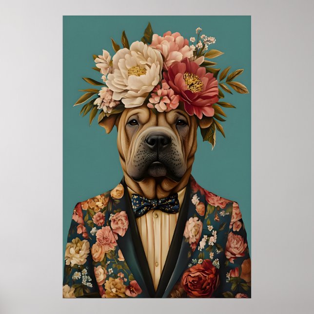 Chinese Shar Pei In Suit Poster, Shar Pei Poster (Vorne)