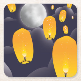 Chinese Sky Lanterns Rechteckiger Pappuntersetzer