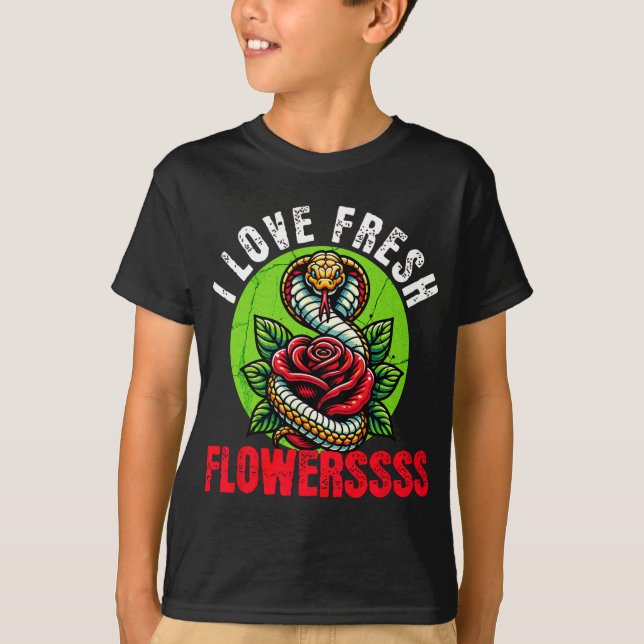 Chinese Snake Lunar New Year 2025 I Love Fresh Flo T-Shirt (Vorderseite)