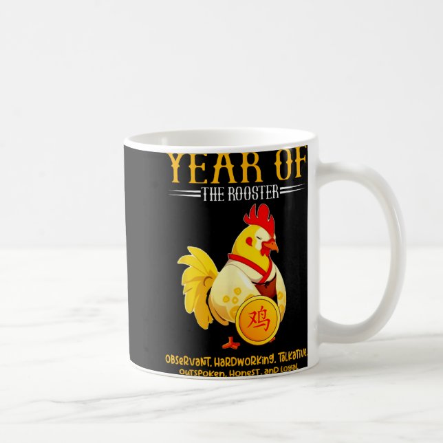 Chinese Year Of The Rooster Zodiac Sign Happy Luna Kaffeetasse (Rechts)