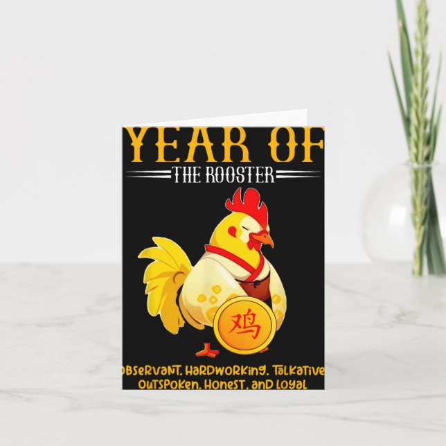 Chinese Year Of The Rooster Zodiac Sign Happy Luna Karte (Vorderseite)