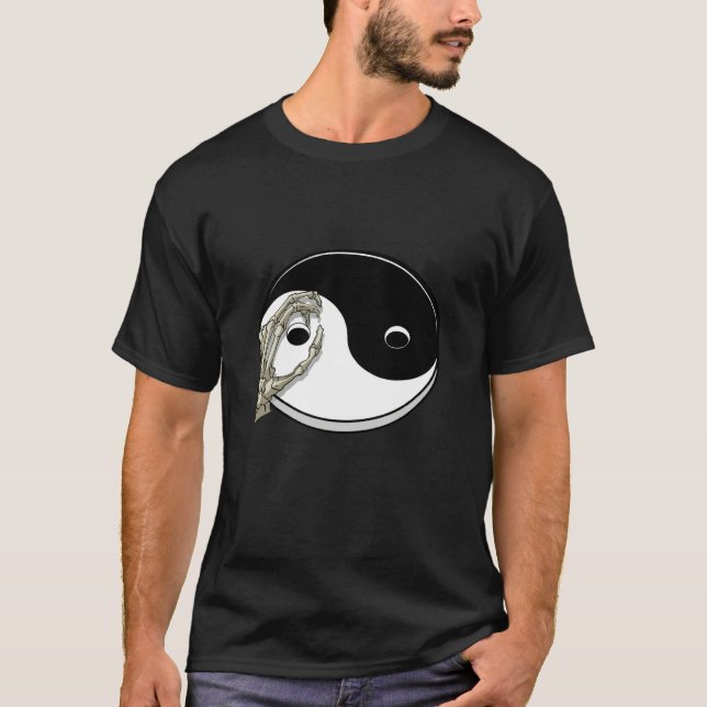 Chinese Yin and Yang Skeleton Hand Tai Chi Yoga Na T-Shirt (Vorderseite)
