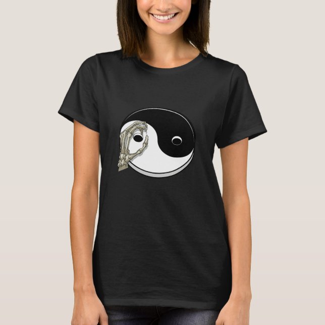 Chinese Yin and Yang Skeleton Hand Tai Chi Yoga Na T-Shirt (Vorderseite)