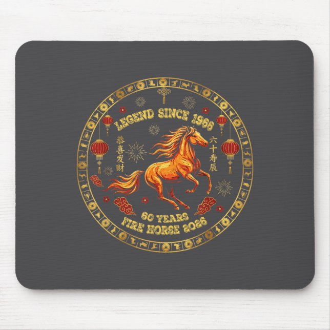 Chinese Zodiac Fire Horse 2026 -legend Since 1966  Mousepad (Vorne)