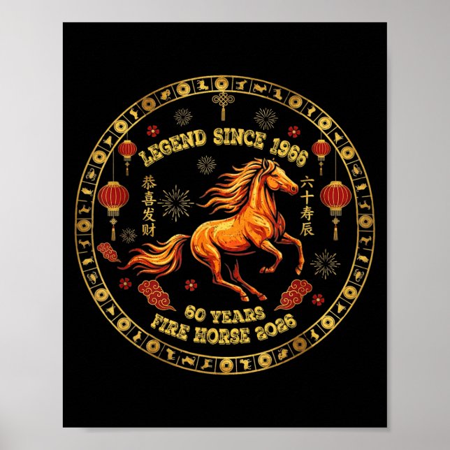 Chinese Zodiac Fire Horse 2026 -legend Since 1966  Poster (Vorne)
