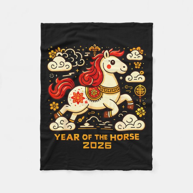 Chinese Zodiac Horse 2026 Lunar New Year Art Gift  Fleecedecke (Vorderseite)
