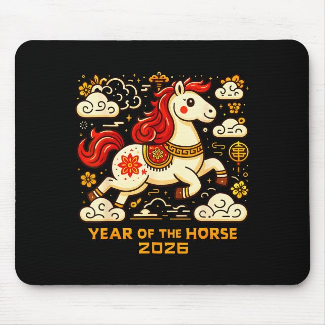 Chinese Zodiac Horse 2026 Lunar New Year Art Gift  Mousepad (Vorne)