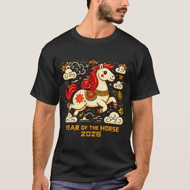 Chinese Zodiac Horse 2026 Lunar New Year Art Gift  T-Shirt (Vorderseite)