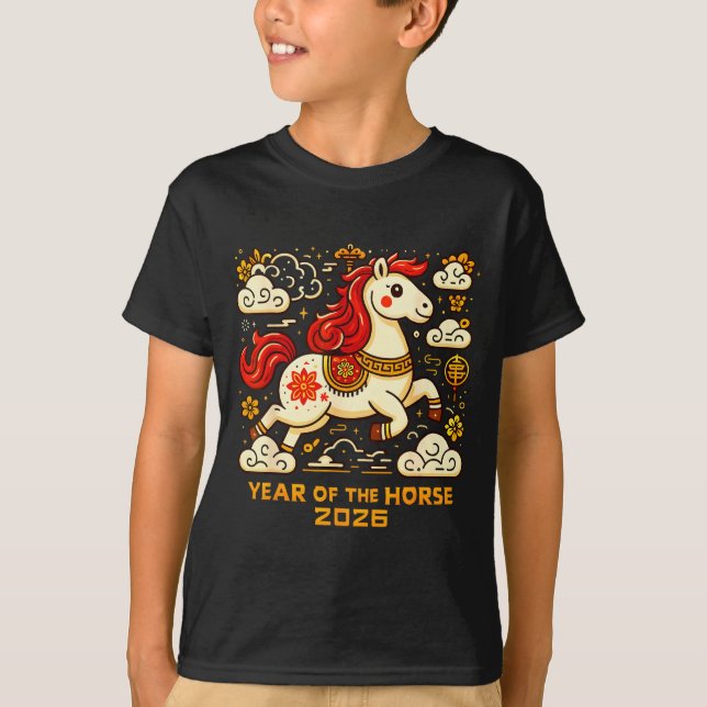Chinese Zodiac Horse 2026 Lunar New Year Art Gift  T-Shirt (Vorderseite)