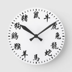 Chinese Zodiac Runde Wanduhr