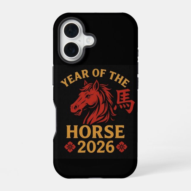 "Chinese Zodiac Year of the Horse 2026 iPhone 16 Hülle (Rückseite)